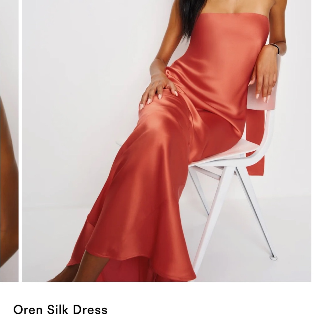 Reformation NWT Oren silk dress red coral